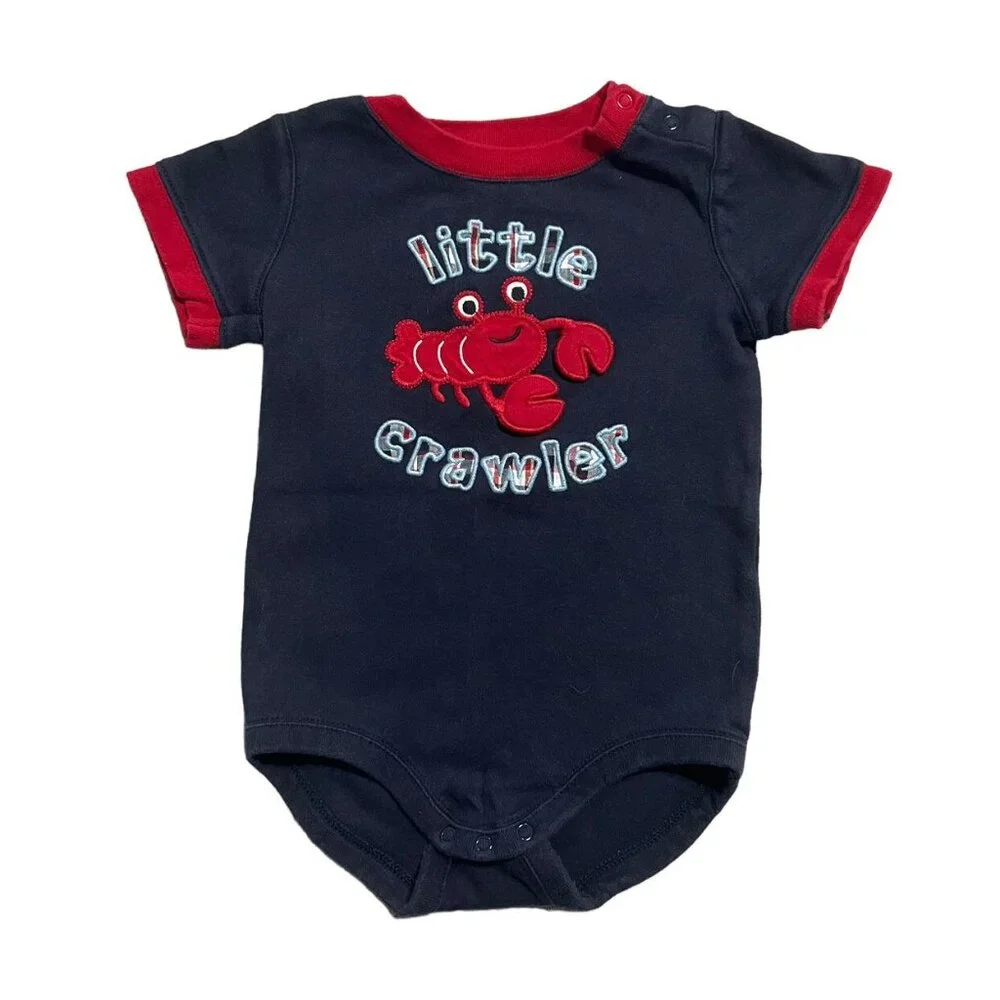 Gymboree 6-12m Lobster Appliqué Bodysuit & Madras Plaid Shorts